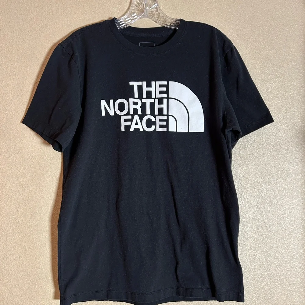 The North Face Black Cotton Tshirt with White Logo, Size Medium
